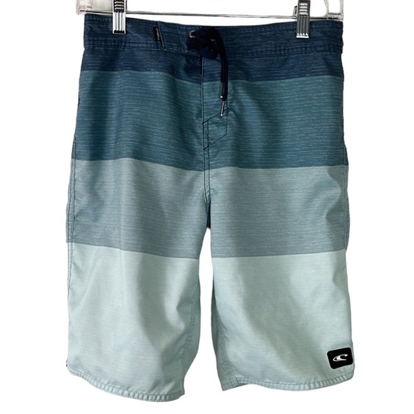 O'Neill Hybrid Shorts Men's 28 Blue Ombre Lace Up Front Back Pocket Inseam 9.25" - Picture 1 of 15